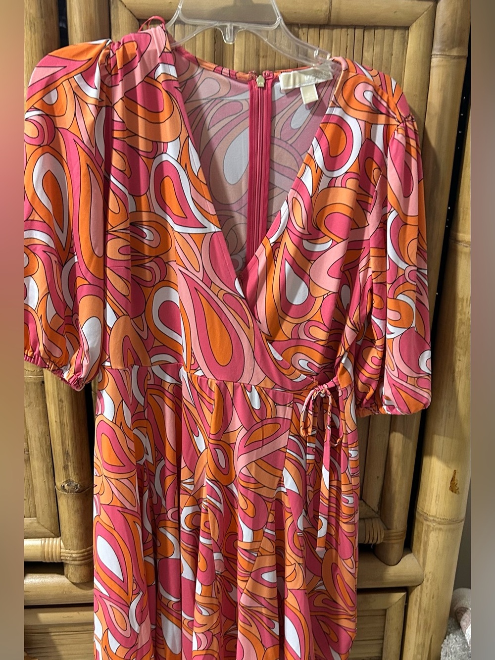 Michael Kors Groovy Psychedelic Swirl Faux Wrap Dress